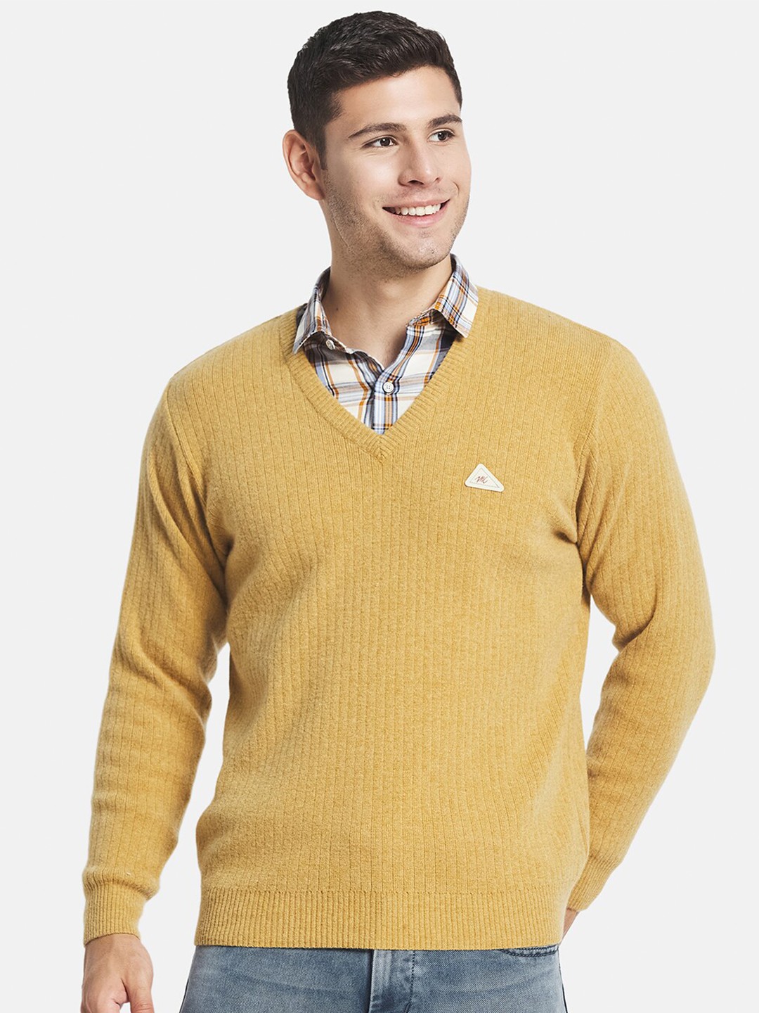 

Monte Carlo Men Mustard V-Neck Wool Pullover