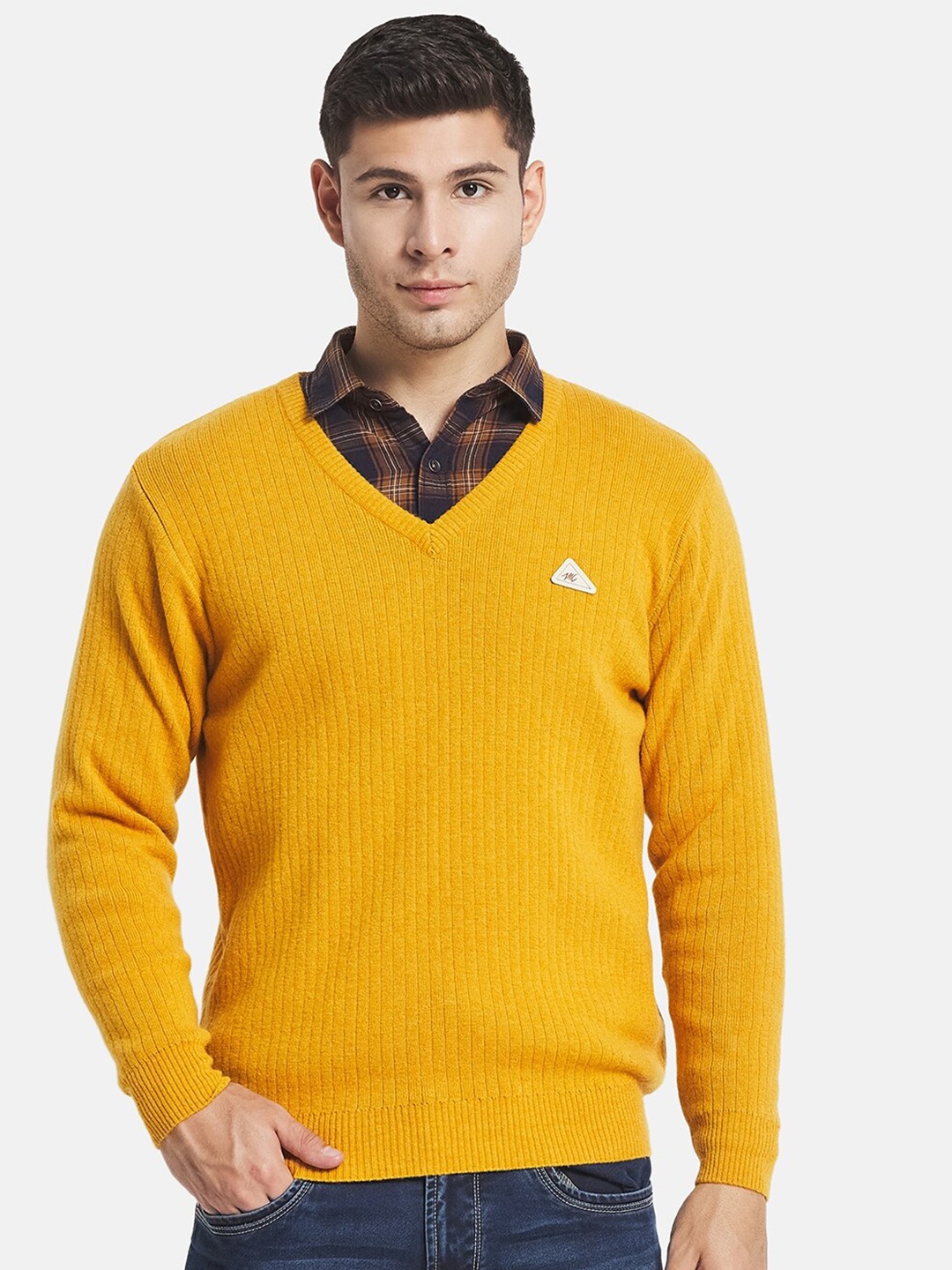 

Monte Carlo Men Yellow V-Neck Wool Pullover