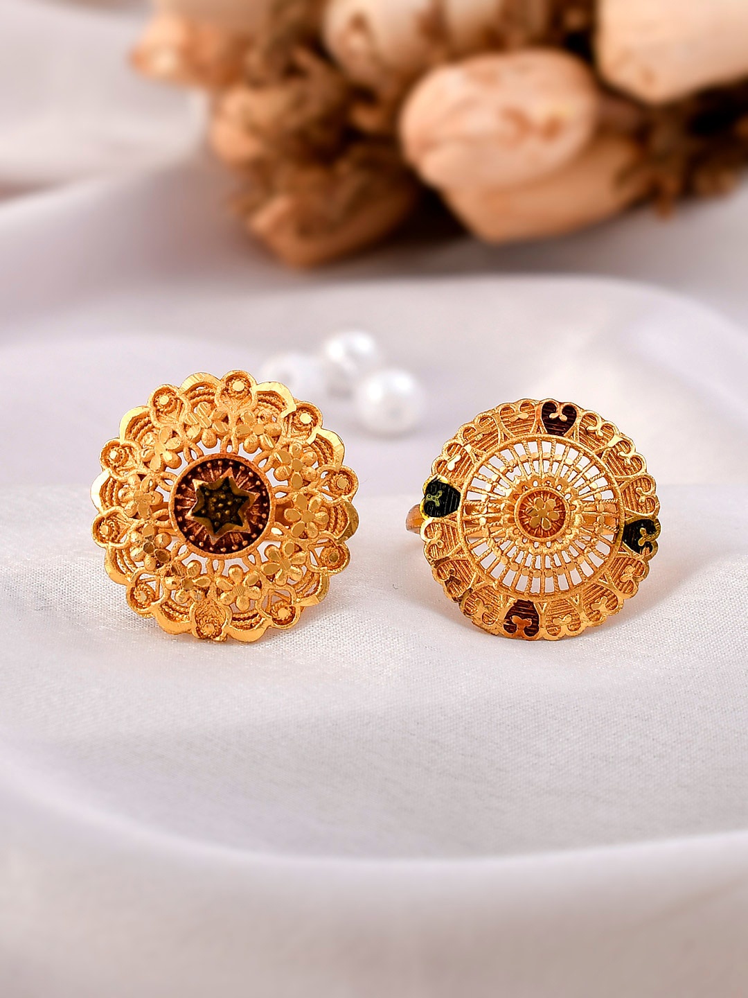 

Silvermerc Designs Set of 2 Gold Plated Adjustable Ring