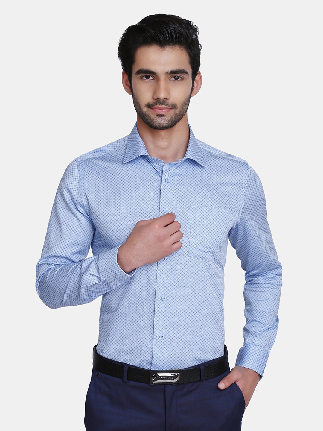

Blackberrys Men Blue Slim Fit Printed Formal Shirt