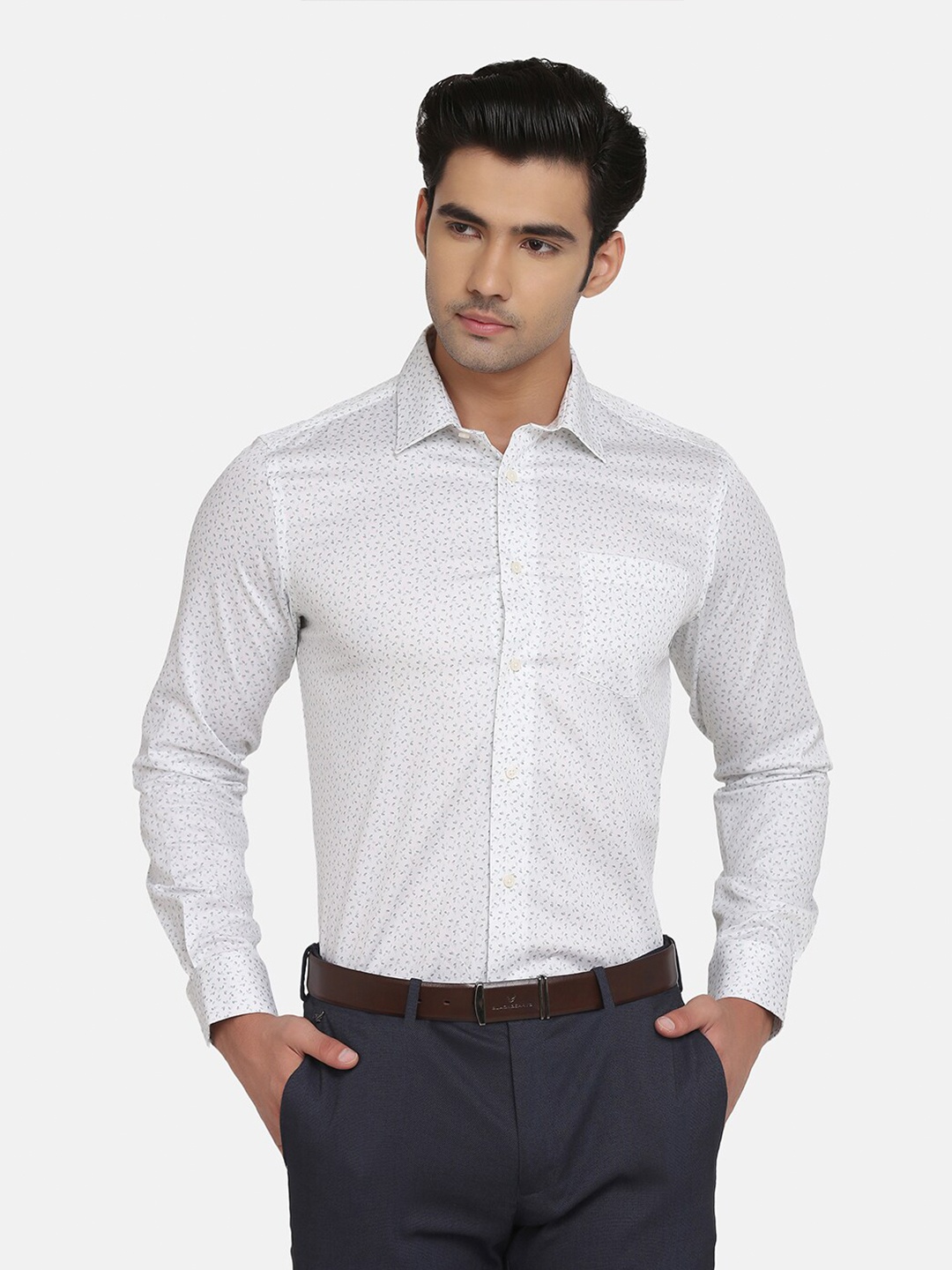 

Blackberrys Men Grey Slim Fit Printed Formal Shirt