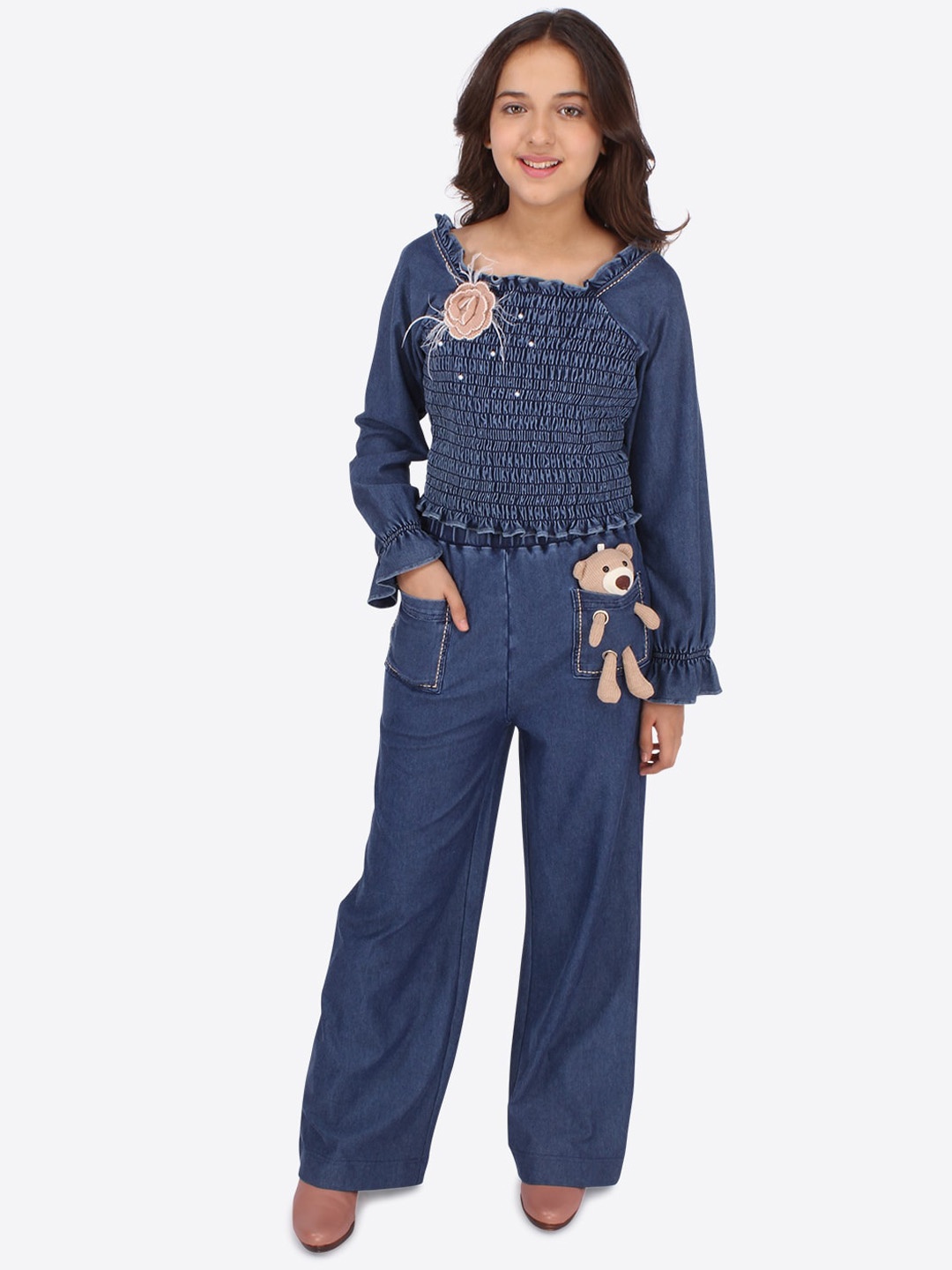

CUTECUMBER Girls Blue Top with Trousers