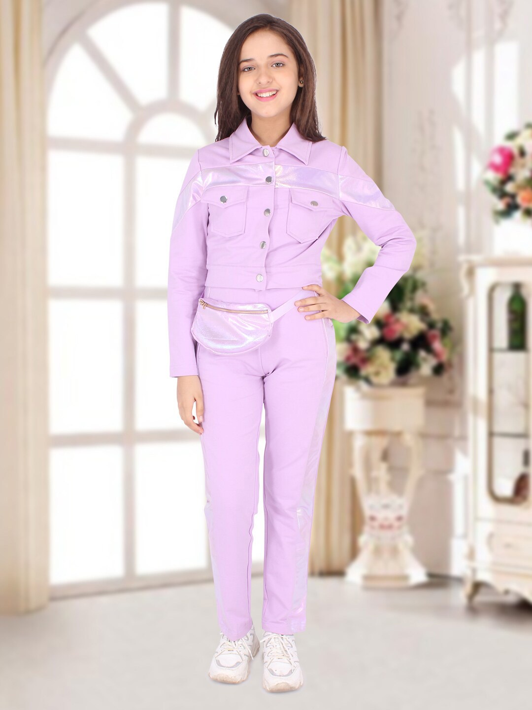 

CUTECUMBER Girls Purple Solid Tracksuits