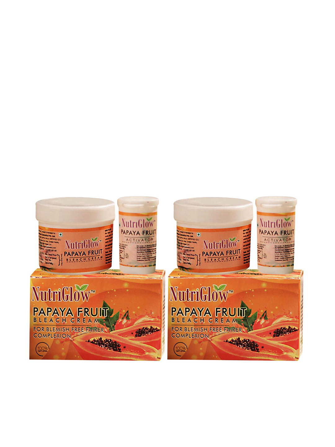 

NutriGlow Unisex Pack Of 2 Papaya Fruit Bleach Fairness 43g, Orange