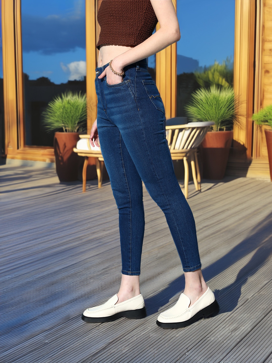 

Mast & Harbour Women Classy Navy Blue Skinny Fit Jeans