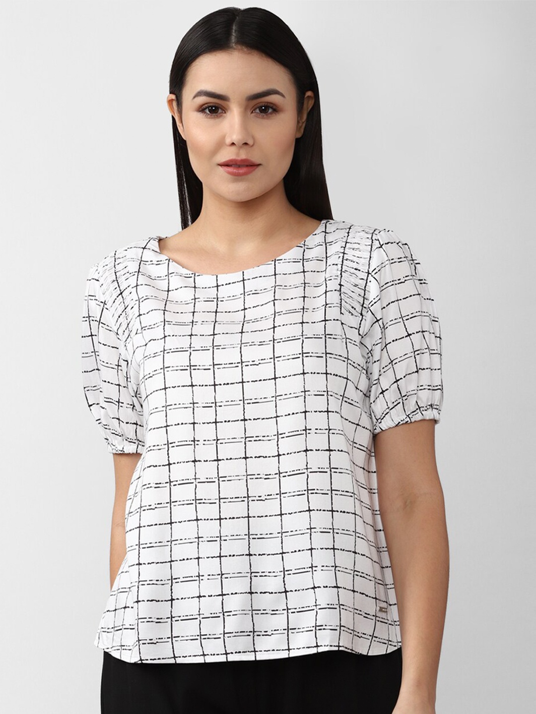 

Van Heusen Woman Checked Formal Top, White
