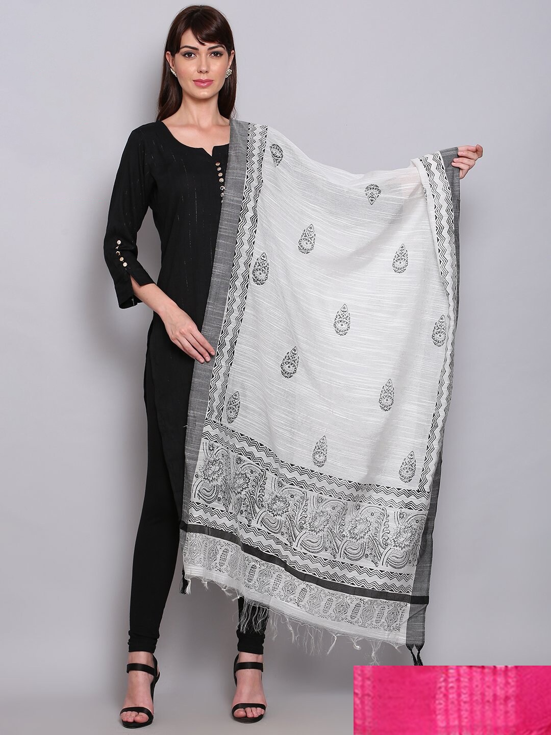 

Miaz Lifestyle Pack Of 2 Ethnic Motifs Woven Design Dupatta, White
