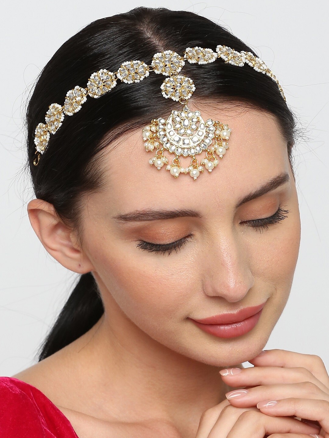 

OOMPH Gold Toned Kundan Studded Bridal Matha Patti