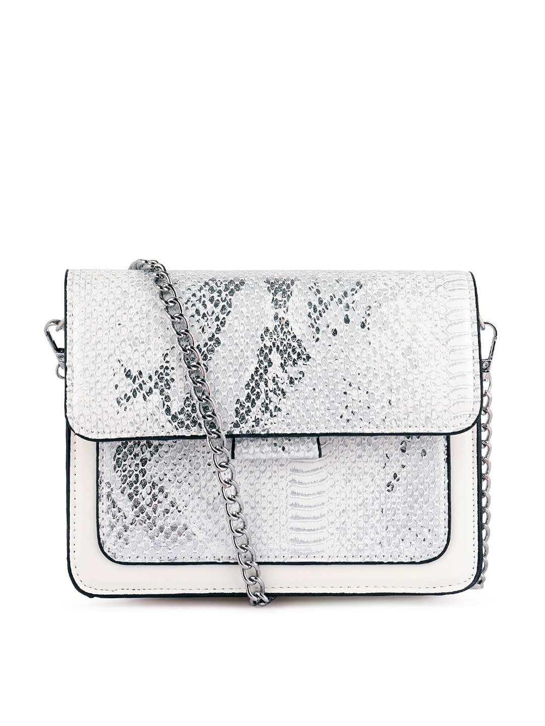

London Rag White Animal Textured PU Structured Sling Bag