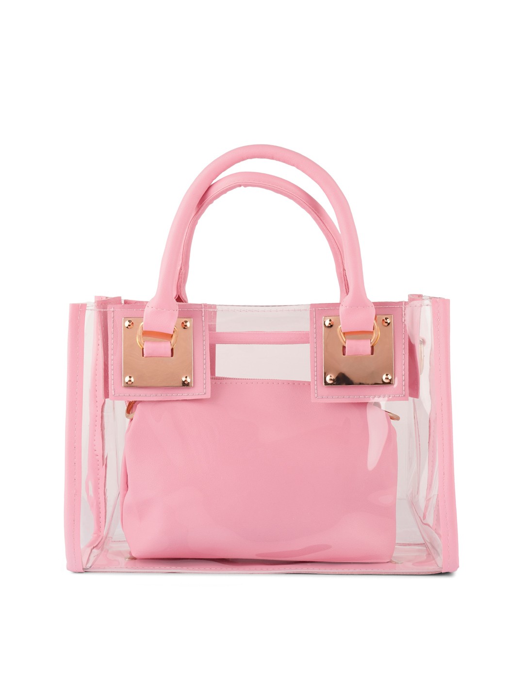 

London Rag Pink Colourblocked PU Shopper Handheld Bag