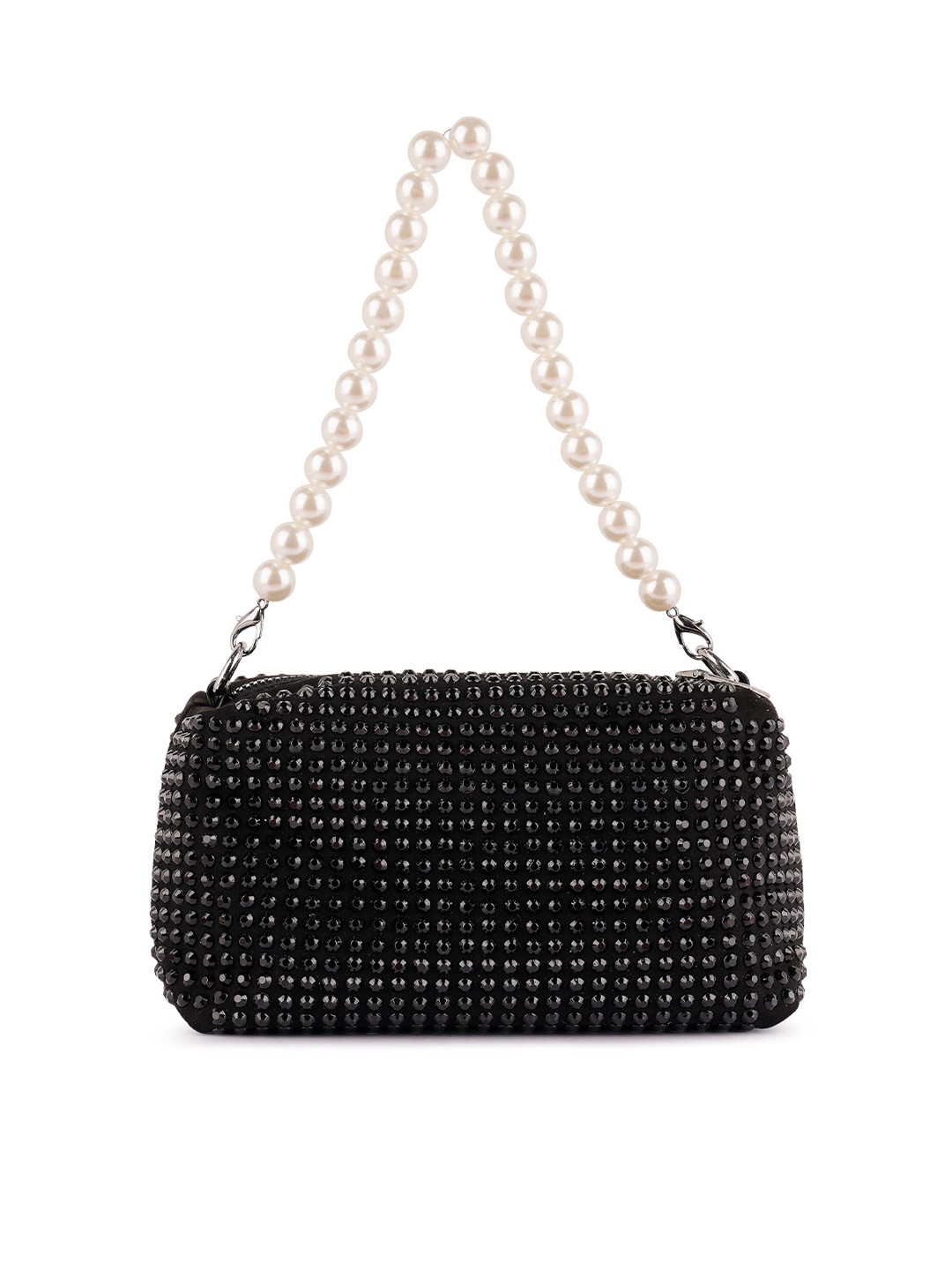 

London Rag Black Embellished Suede Structured Shoulder Bag