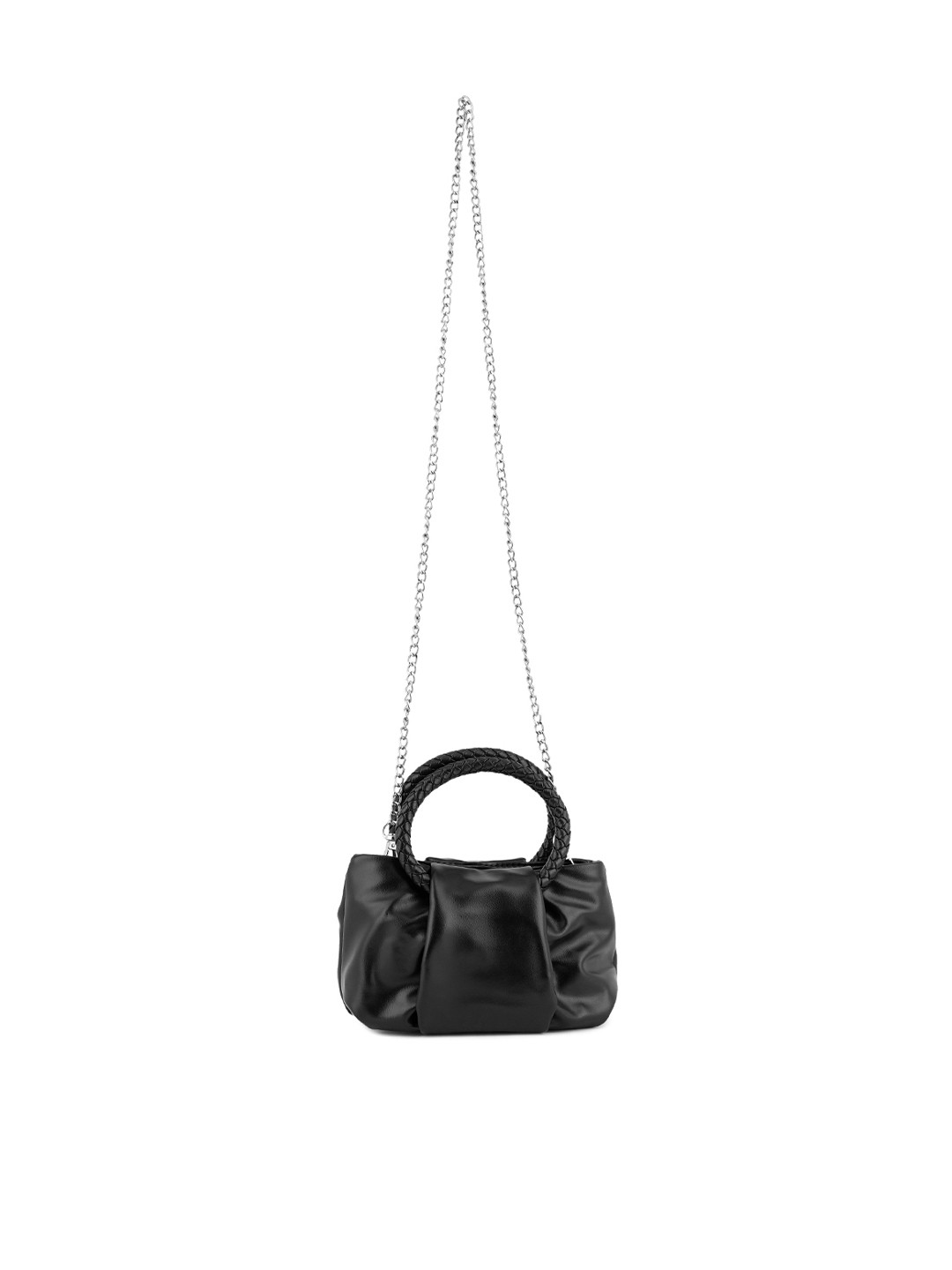 

London Rag Black PU Swagger Hobo Bag