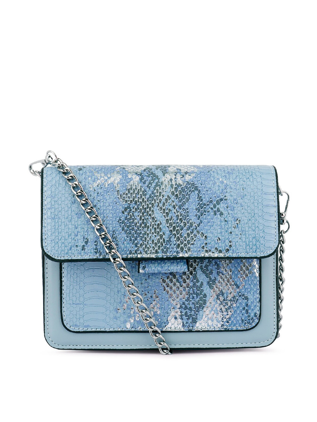

London Rag Women Blue Animal Print Textured PU Structured Sling Bag
