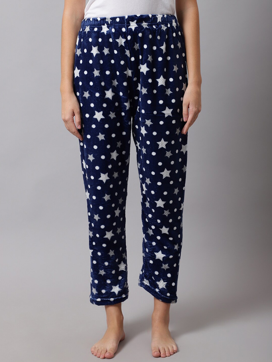 

TAG 7 Women Navy Blue Printed Fur Lounge Pants