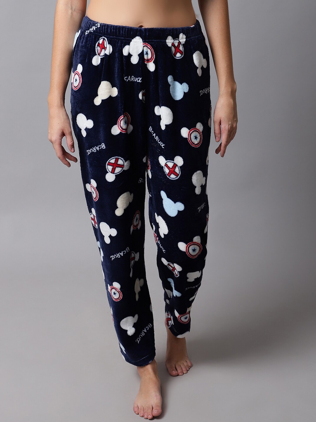 

TAG 7 Women Navy Blue Printed Fur Lounge Pants