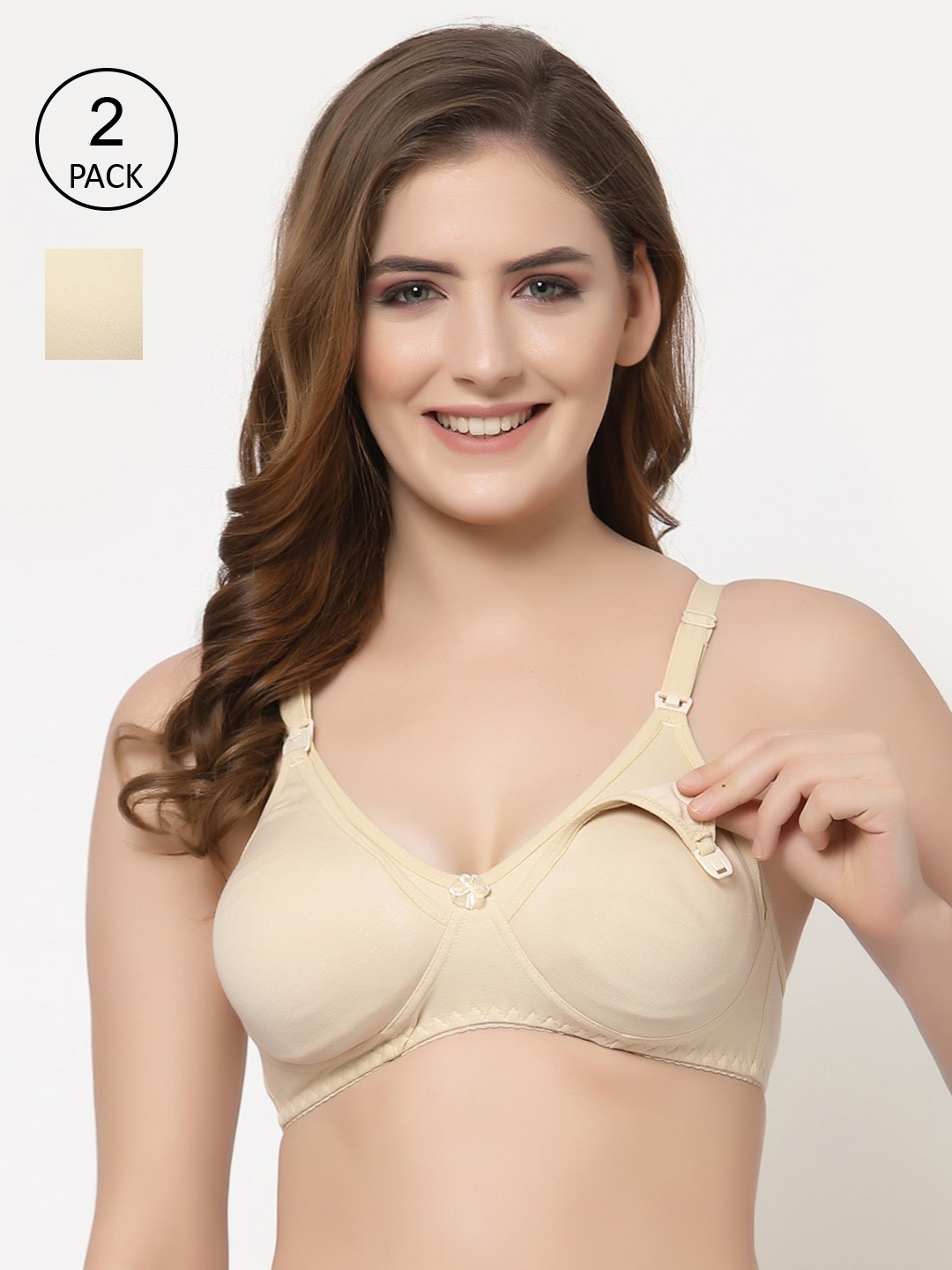 

Floret Pack of 2 Full-Coverage Maternity Bra, Beige