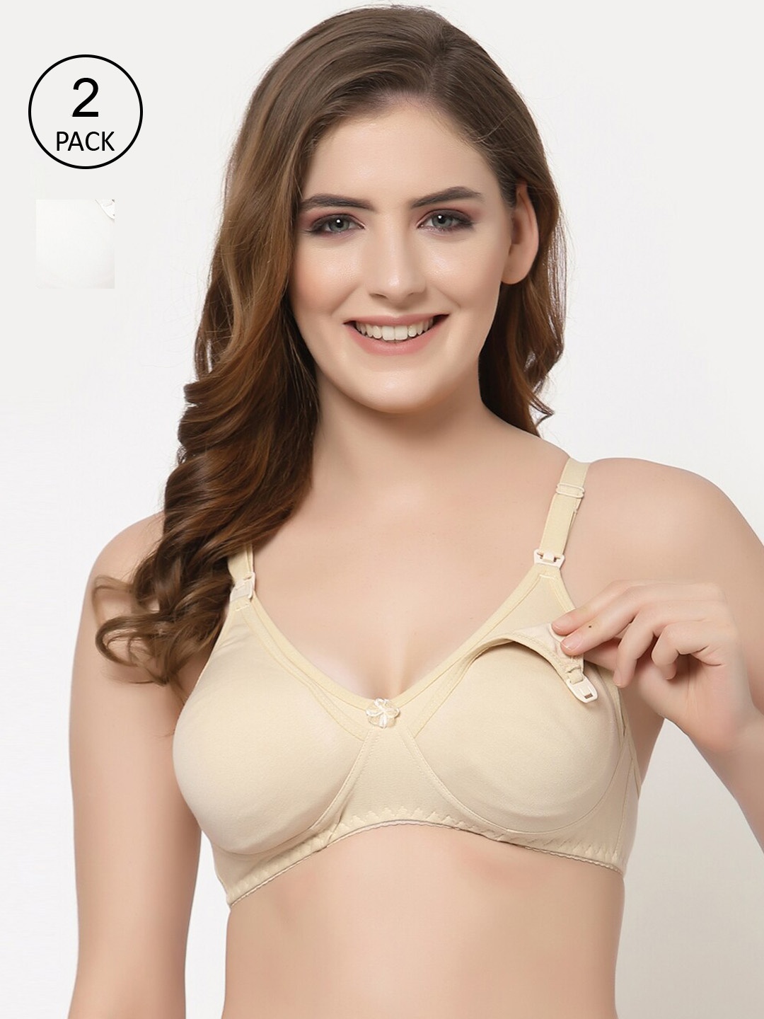 

Floret Pack of 2 Full-Coverage Maternity Bra, Beige
