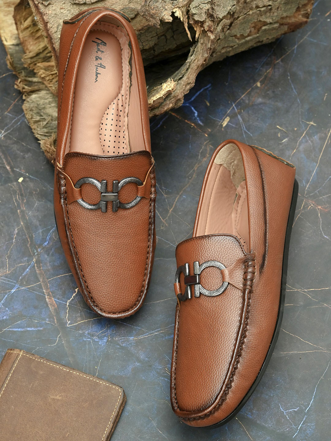 

Mast & Harbour Men Tan Perforations PU Loafers