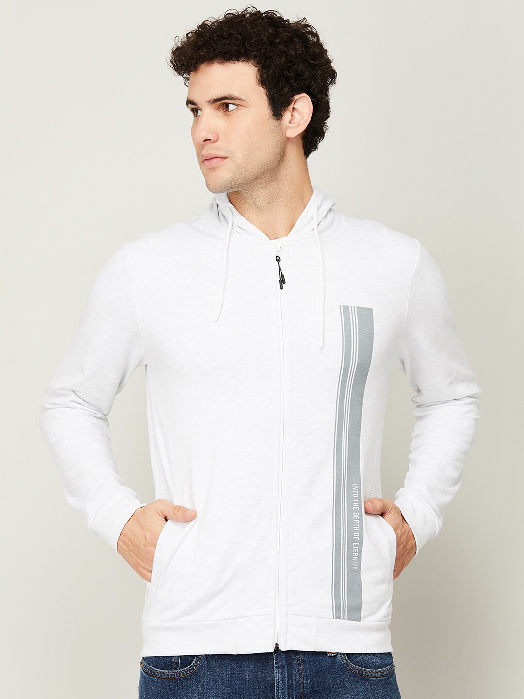 

Bossini Men Grey Melange Solid Hooded Sweatshirt