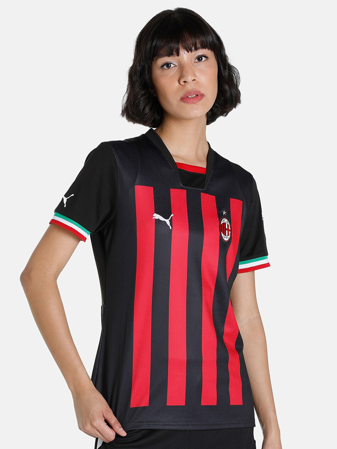 

Puma Women Black & Red A.C. Milan Home 22/23 Replica Jersey Regular Fit Sustainable T-shirt