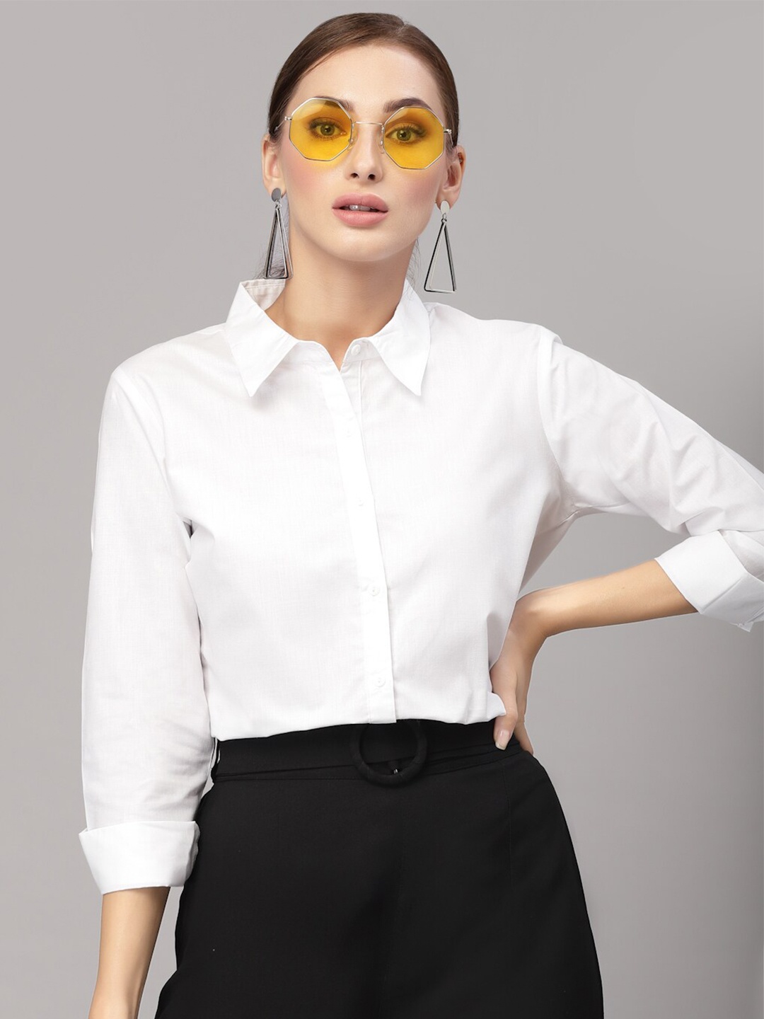 

Style Quotient Women White Formal Shirt