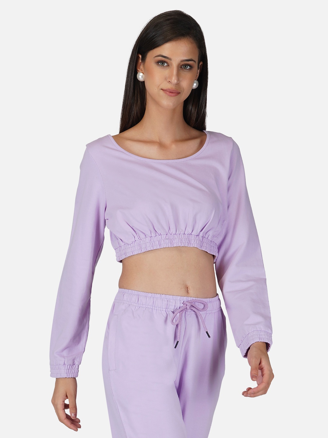 

Tinted Violet Solid Crop Top