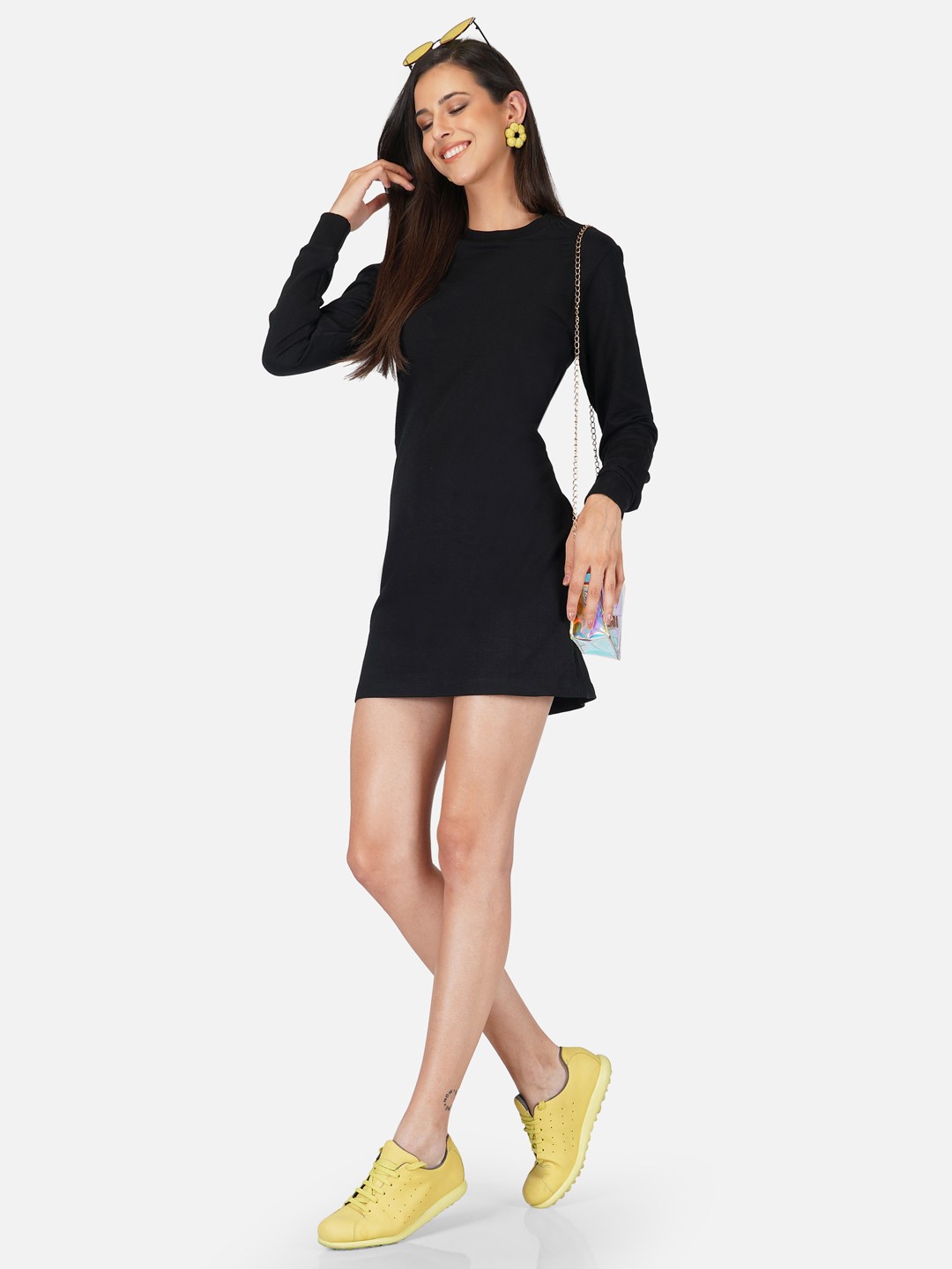 

Tinted Women Black Pure Cotton Sweatshirt