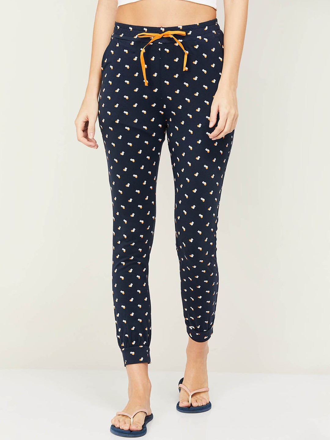 

Ginger by Lifestyle Women Navy Blue Printed Cotton Lounge Pants