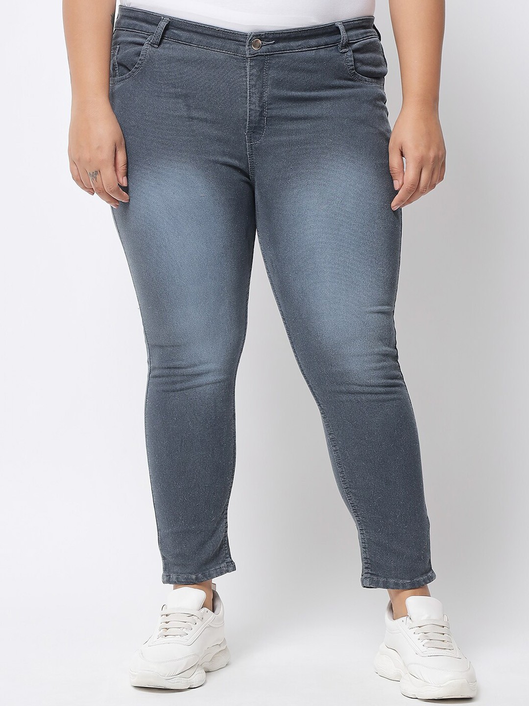 

MARC LOUIS Women Grey Cotton Slim Fit Jeans
