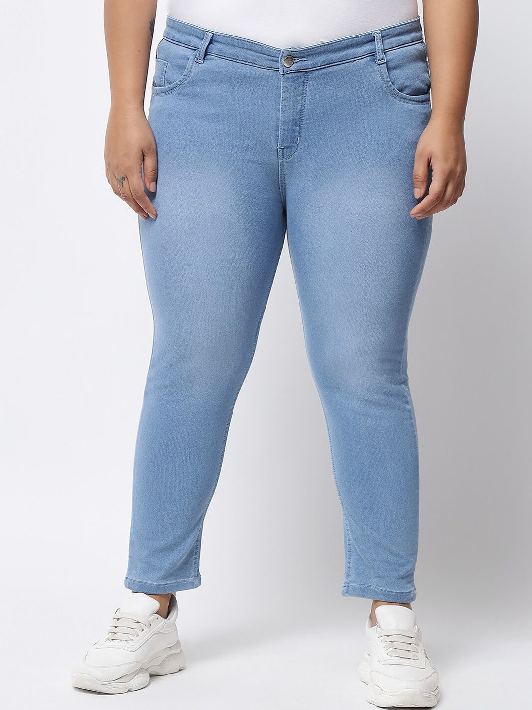 

MARC LOUIS Women Plus size Blue Slim Fit Light Fade Jeans