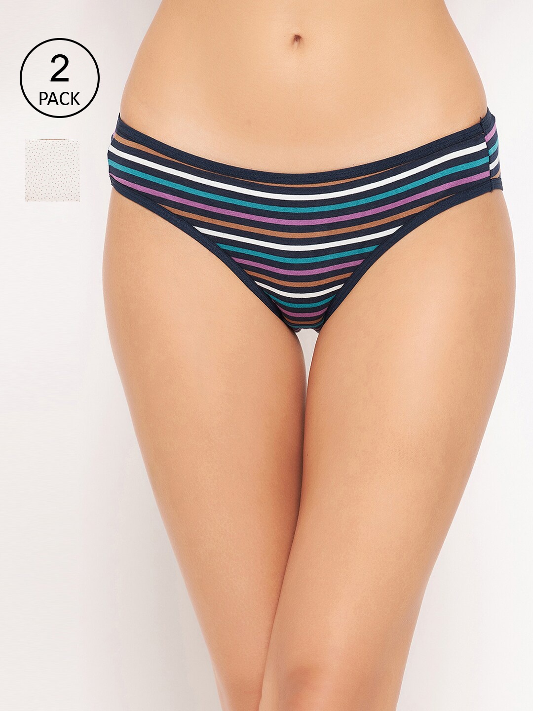 

Clovia Women Pack Of 2 Blue & White Printed Bikini Briefs
