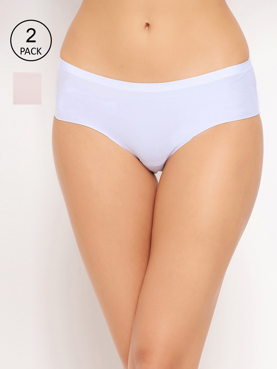 

Clovia Women Pack Of 2 Pink & Blue Solid Mid-Rise Hipster Briefs