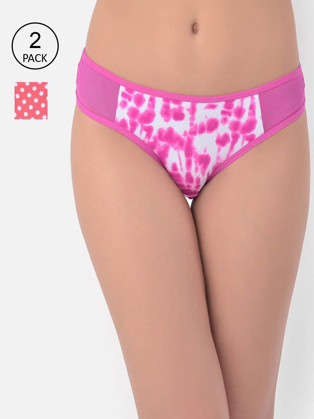 

Clovia Women Pack Of 2 Peach & Purple Polka Print Anti Bacterial Briefs COMPN1780S