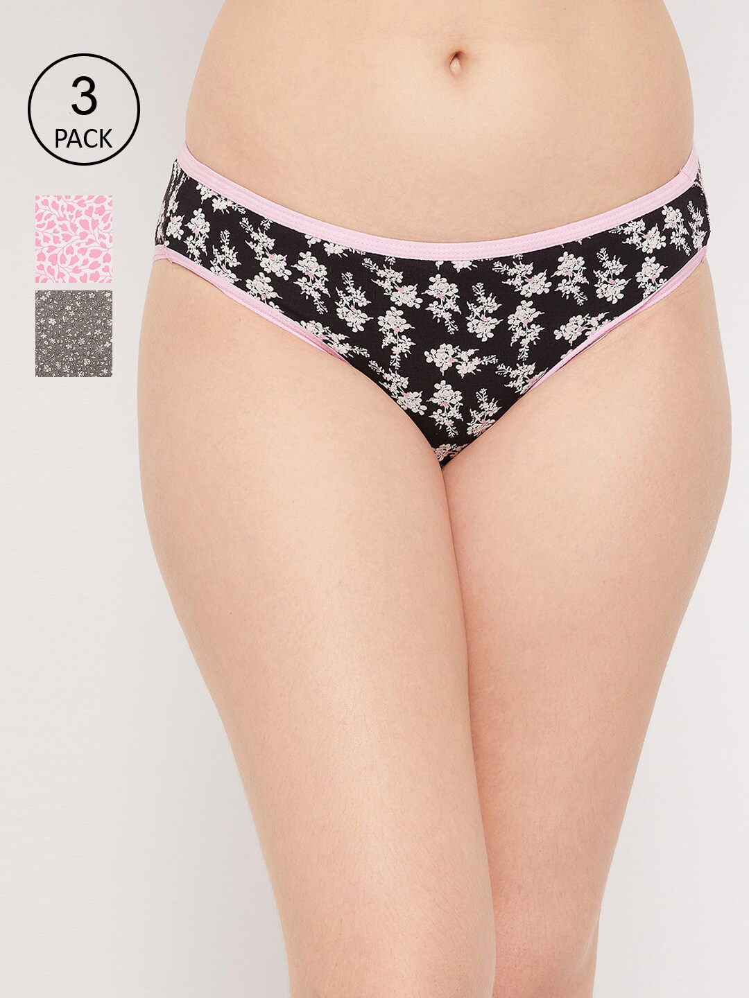 

Clovia Women Pack Of 3 Printed Bikini Cotton Briefs, Multi