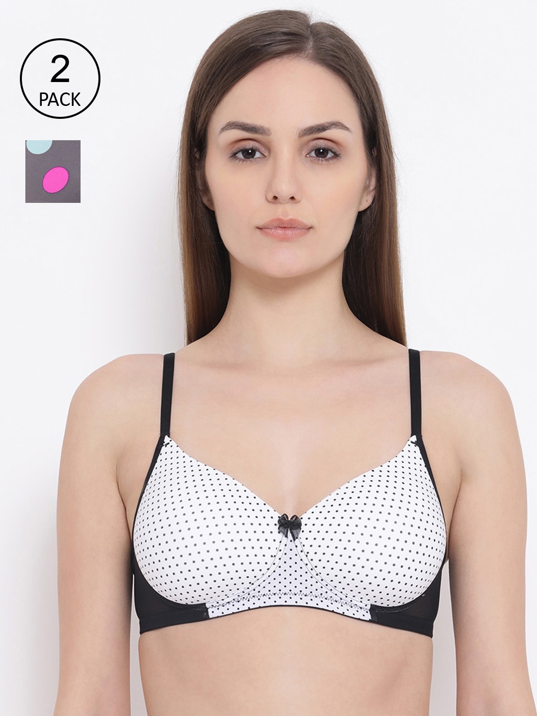 

Clovia Pack Of 2 White & Grey Bra Lightly Padded