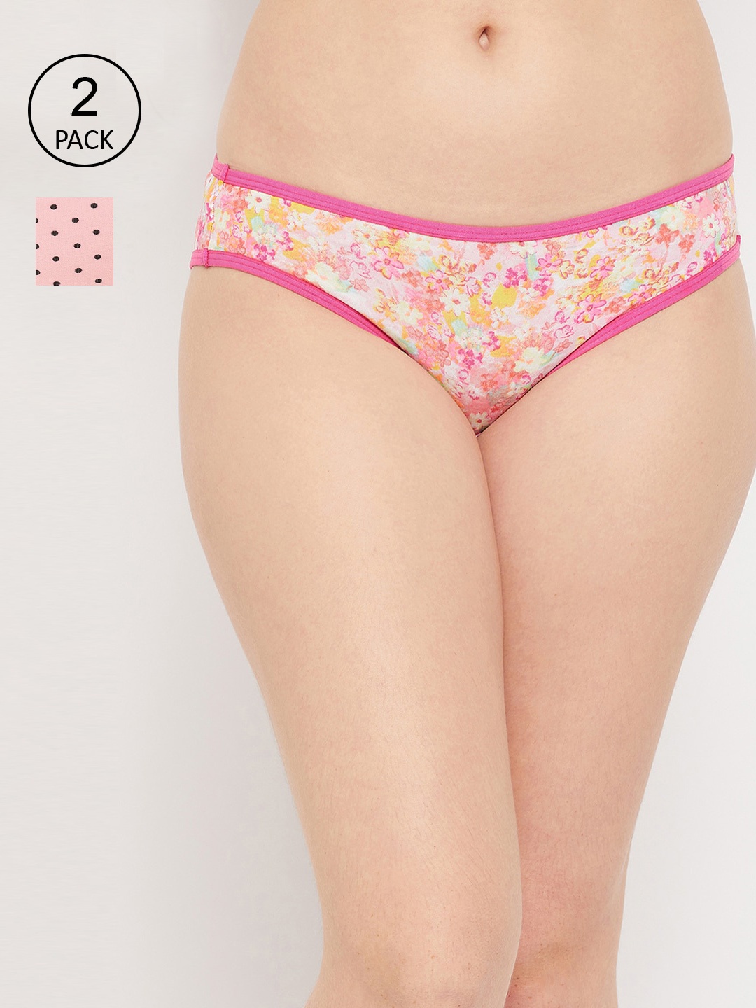 

Clovia Women Pack of 2 Pink Printed Cotton Briefs