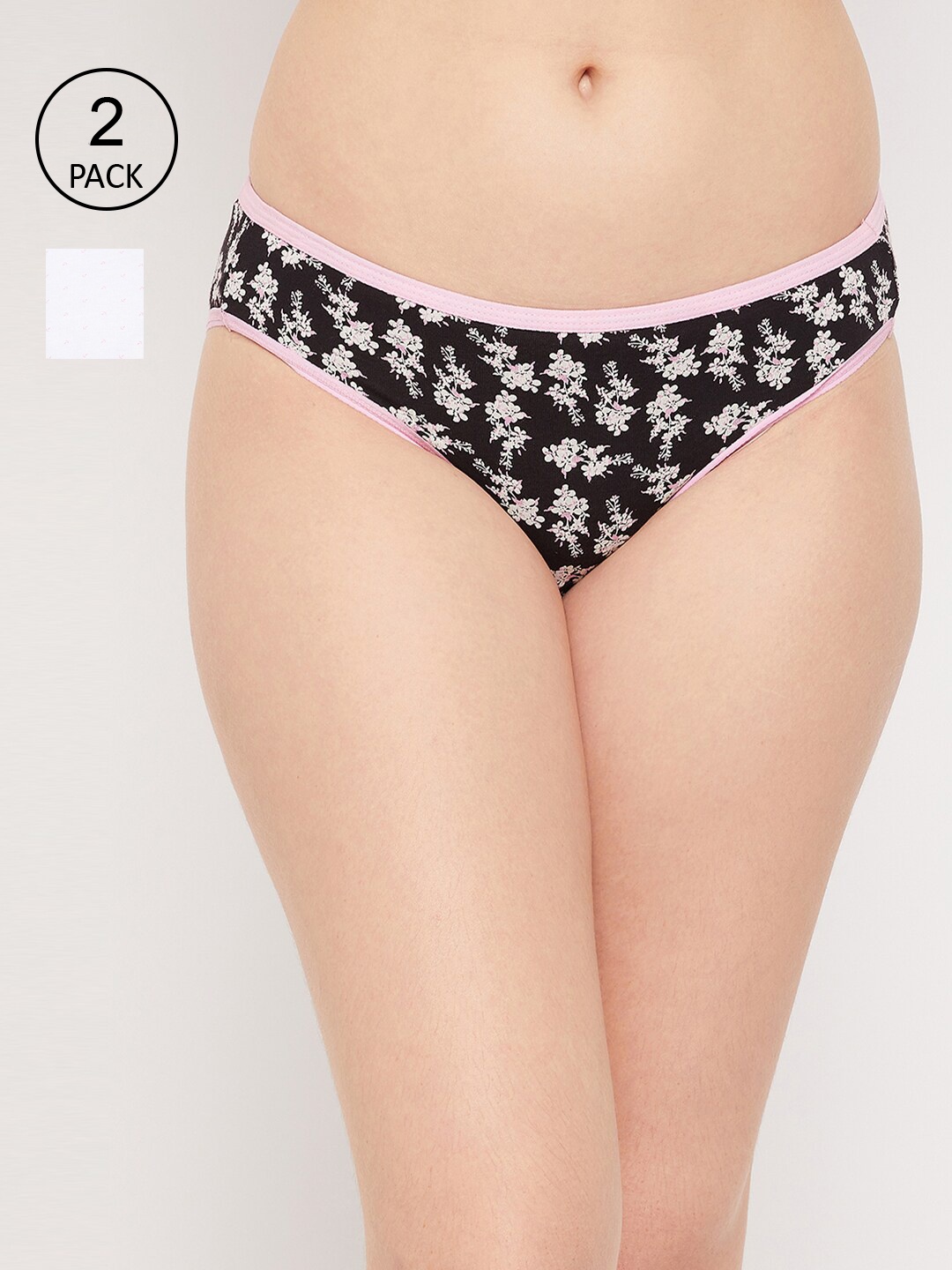

Clovia Pack Of 2 Women Black & White Printed Bikini Briefs