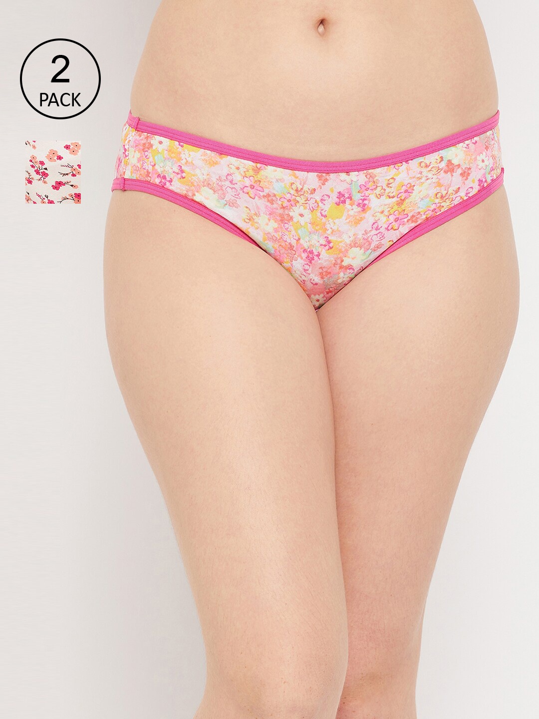 

Clovia Women Pack Of 2 Printed Cotton Low-Rise Bikini Briefs COMPN1761S, Assorted