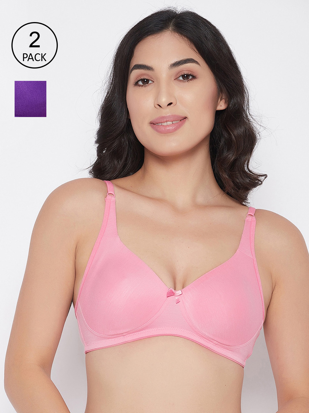 

Clovia Women Pack Of 2 Pink & Purple Non-Padded Bra