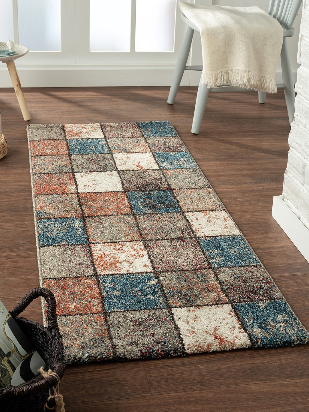 

OBSESSIONS Teal-Coloured Geometric Runner