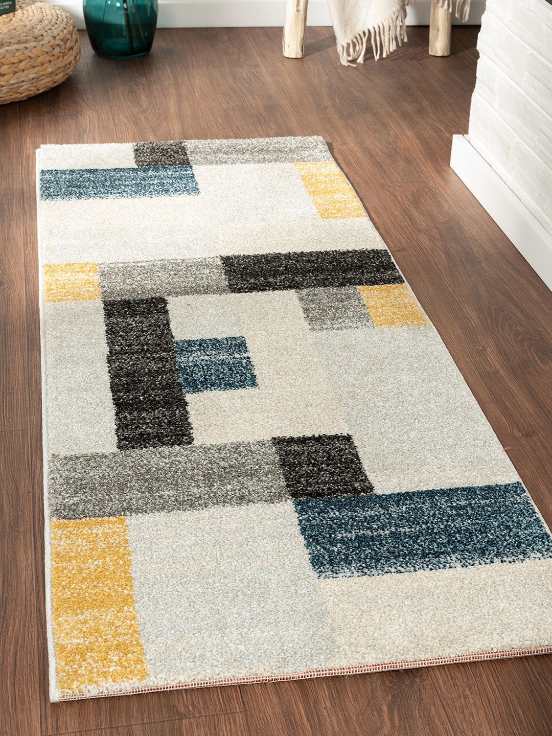 

OBSESSIONS Multicolor Geometric Polypropylene Runners, Teal