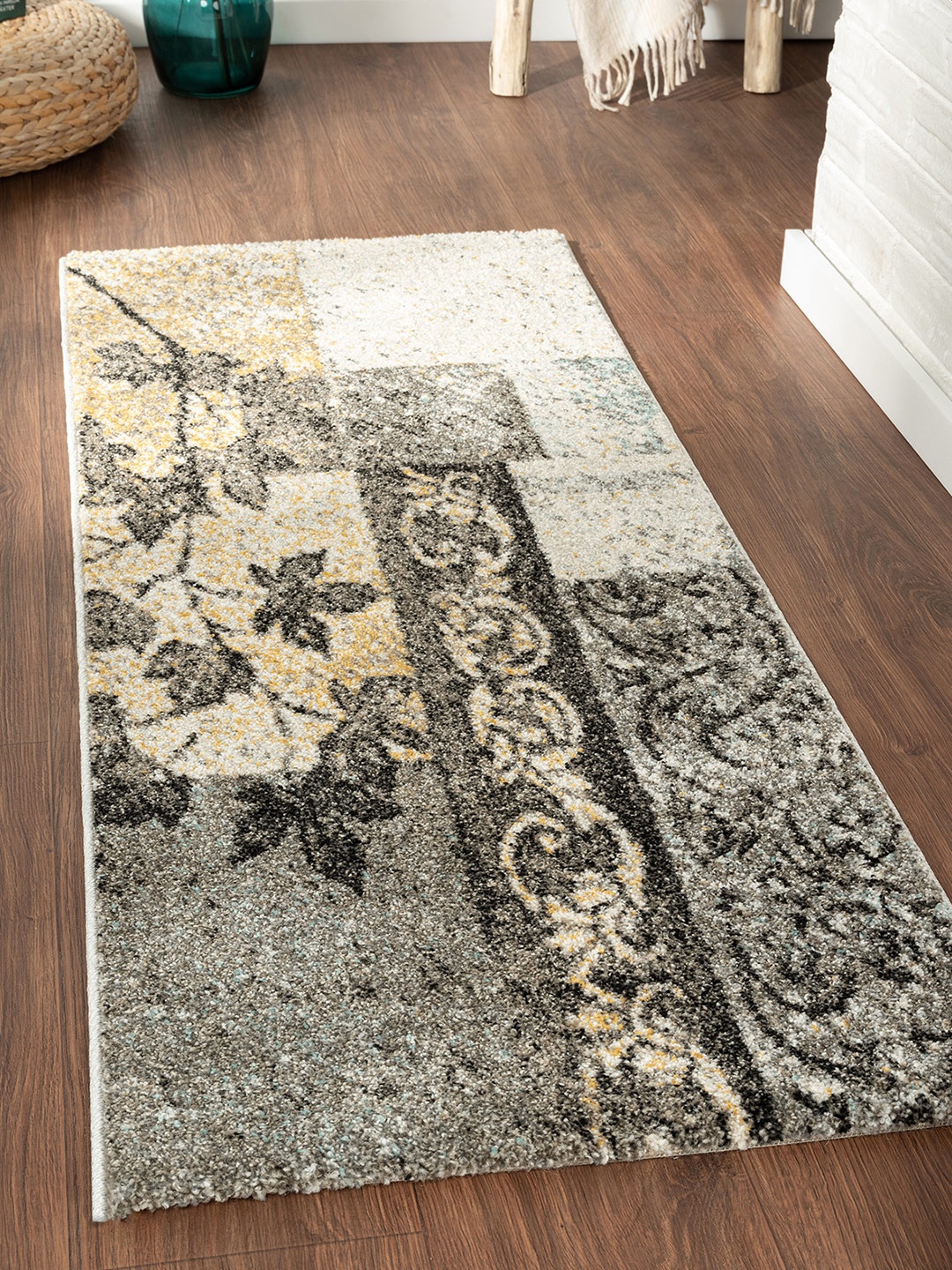 

OBSESSIONS Grey Ethnic Motifs Bedside Runner