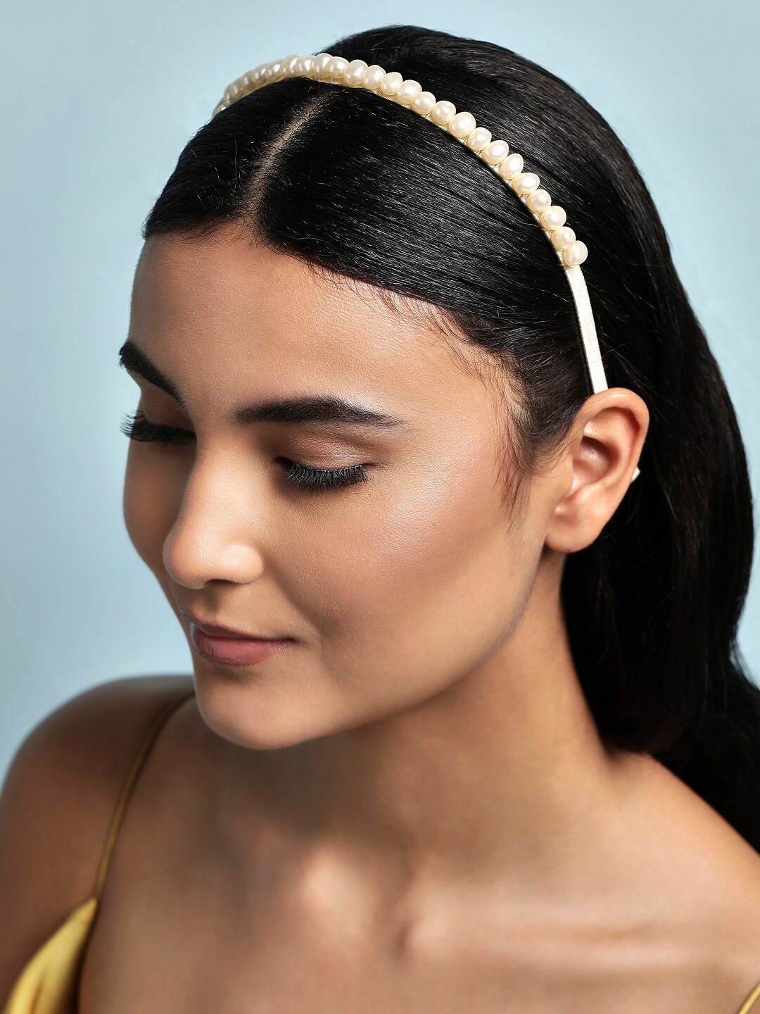 

Rubans Voguish Women Gold-Toned & White Set of 2 Embellished Hairband