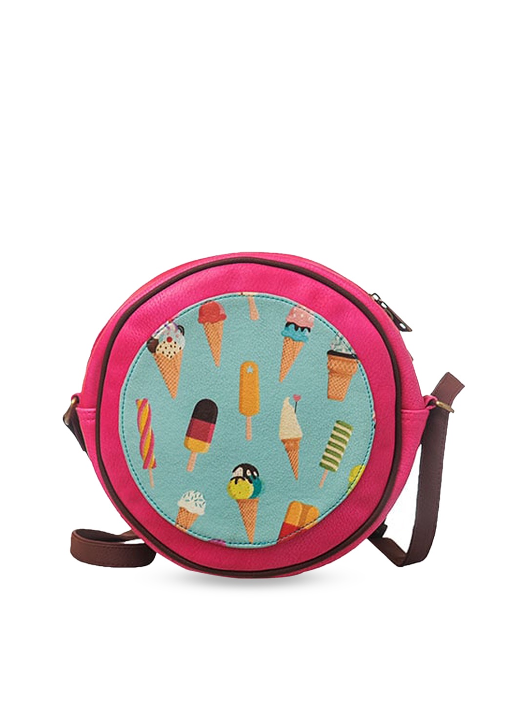 

BandBox Pink Printed Round Sling Bag