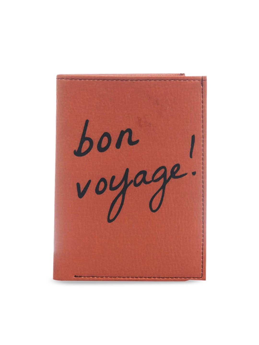 

BandBox Women Brown Typography Printed PU Two Fold Wallet with Passport Holder