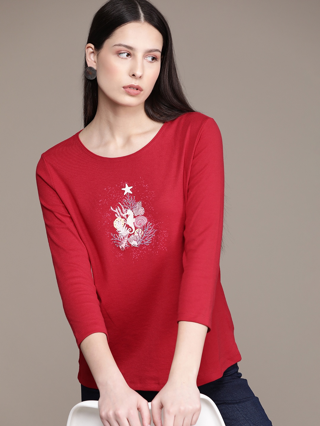 

Macy's Karen Scott Conversational Printed Top, Red