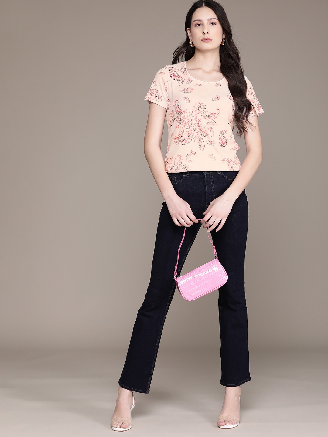 

Macy's Karen Scott Paisley Printed Regular Fit Top, Peach