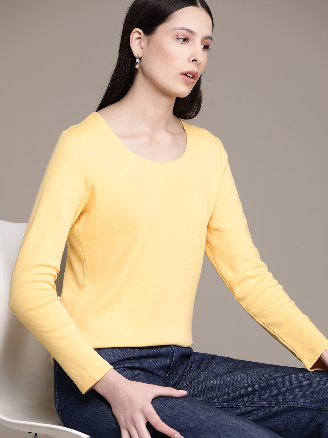 

Macy's Karen Scott Women Solid Pure Cotton T-shirt, Yellow