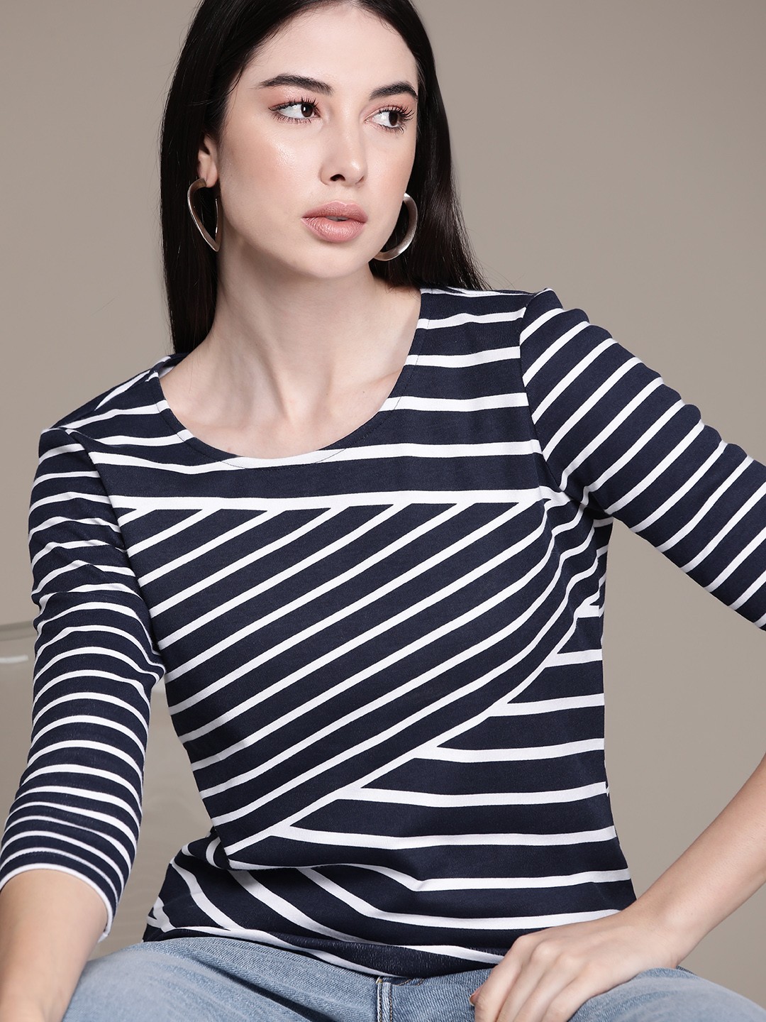 

Macy's Karen Scott Women Striped Top, Navy blue