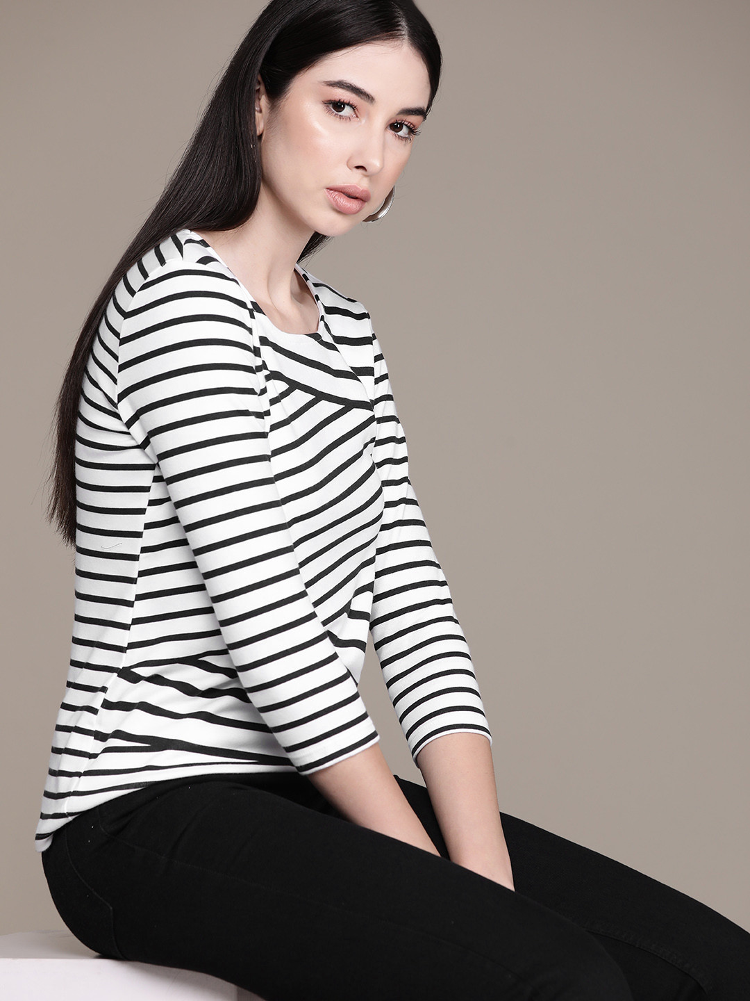 

Macy's Karen Scott Women Striped Top, White